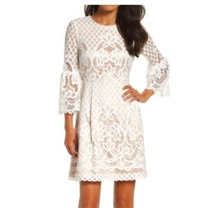 Eliza J Ivory Floral Lace Dress